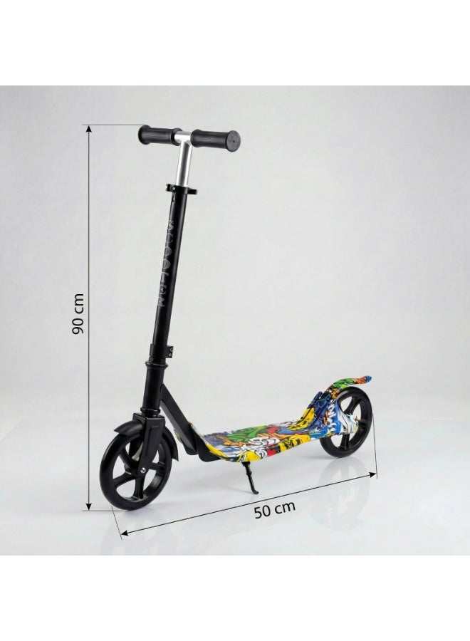 سكوتر أطفال بعجلتين مع مقود قابل لتعديل الارتفاع - تصميم قوي مع فرامل خلفية وسنادة جانبية وسطح غير قابل للانزلاق - مثالي للعب الخارجي - Image 2